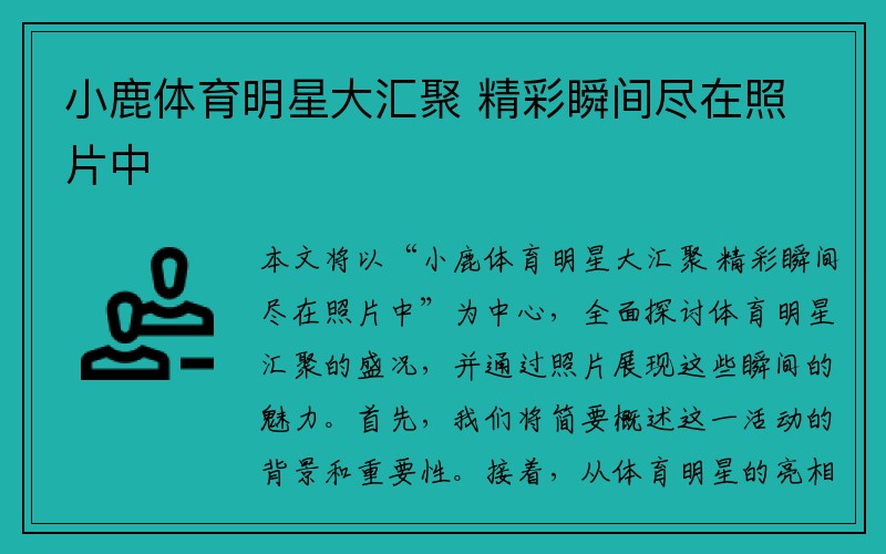 小鹿体育明星大汇聚 精彩瞬间尽在照片中